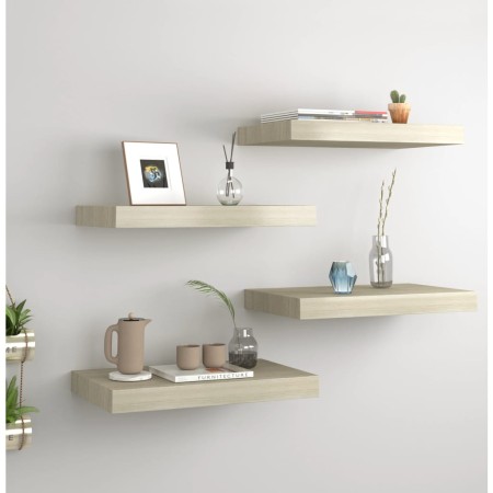 Estantes flotantes de pared 4 uds MDF roble 40x23x3,8 cm en Estanterías | Comprar online en Foru.es