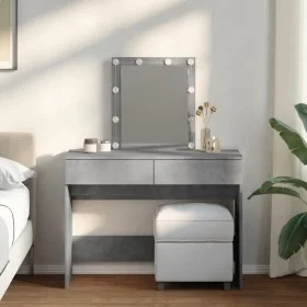 Tocador con luces LED gris hormigón 100x40x130 cm de , Tocadores para dormitorios - Ref: Foro24-848195, Precio: 115,72 €, Des...
