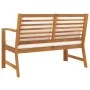 Banco de jardín madera de acacia y cojines color crema 114,5 cm de vidaXL, Sofás modulares de exterior - Ref: Foro24-311838, ...