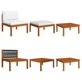 Garden furniture with cushions 3 pieces solid acacia wood by vidaXL, Modular outdoor sofas - Ref: Foro24-312425, Price: 209,7...