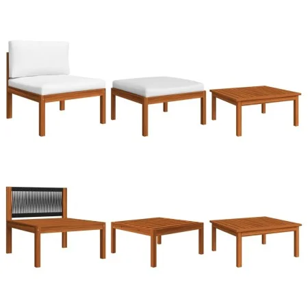 Garden furniture with cushions 3 pieces solid acacia wood by vidaXL, Modular outdoor sofas - Ref: Foro24-312425, Price: 209,7...
