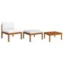 Garden furniture with cushions 3 pieces solid acacia wood by vidaXL, Modular outdoor sofas - Ref: Foro24-312425, Price: 209,7...