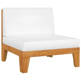 Central sectional sofa and cream white cushions made of acacia wood. by vidaXL, Modular outdoor sofas - Ref: Foro24-312150, P...