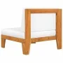 Central sectional sofa and cream white cushions made of acacia wood. by vidaXL, Modular outdoor sofas - Ref: Foro24-312150, P...