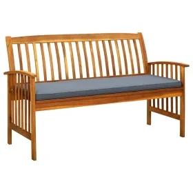 Banco de jardín con cojín madera maciza de acacia 147 cm de vidaXL, Bancos de jardín - Ref: Foro24-312135, Precio: 173,74 €, ...
