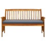 Banco de jardín con cojín madera maciza de acacia 147 cm de vidaXL, Bancos de jardín - Ref: Foro24-312135, Precio: 176,15 €, ...
