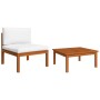 Muebles de jardín 2 piezas con cojines madera maciza de acacia de vidaXL, Sofás modulares de exterior - Ref: Foro24-312427, P...