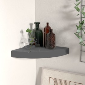 Estante flotante de esquina gris con brillo MDF 25x25x3,8 cm en Estanterías | Comprar online en Foru.es