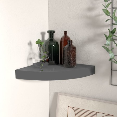 Estante flotante de esquina gris con brillo MDF 25x25x3,8 cm en Estanterías | Comprar online en Foru.es