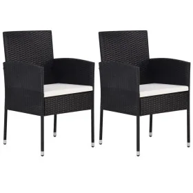 Sillas de jardín con cojines crema 2 uds ratán sintético negro de , Sillas de jardín - Ref: Foro24-318724, Precio: 94,23 €, D...