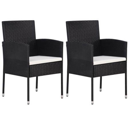 Sillas de jardín con cojines crema 2 uds ratán sintético negro de , Sillas de jardín - Ref: Foro24-318724, Precio: 98,82 €, D...