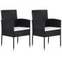 Sillas de jardín con cojines crema 2 uds ratán sintético negro de , Sillas de jardín - Ref: Foro24-318724, Precio: 98,82 €, D...