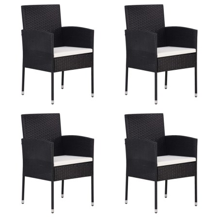 Sillas de jardín con cojines crema 4 uds ratán sintético negro de , Sillas de jardín - Ref: Foro24-318707, Precio: 157,59 €, ...