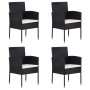 Sillas de jardín con cojines crema 4 uds ratán sintético negro de , Sillas de jardín - Ref: Foro24-318707, Precio: 157,59 €, ...