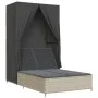 Tumbona doble con techo y cortinas ratán sintético gris claro by , Loungers - Ref: Foro24-368104, Price: 292,19 €, Discount: %