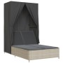 Tumbona doble con techo y cortinas ratán sintético gris claro de , Tumbonas - Ref: Foro24-368104, Precio: 262,19 €, Descuento: %
