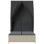 Tumbona doble con techo y cortinas ratán sintético gris claro de , Tumbonas - Ref: Foro24-368104, Precio: 262,19 €, Descuento: %