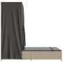 Tumbona doble con techo y cortinas ratán sintético gris claro de , Tumbonas - Ref: Foro24-368104, Precio: 262,19 €, Descuento: %