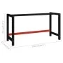Workbench black and red metal structure 150x57x79 cm by vidaXL, Table legs - Ref: Foro24-147929, Price: 78,23 €, Discount: %