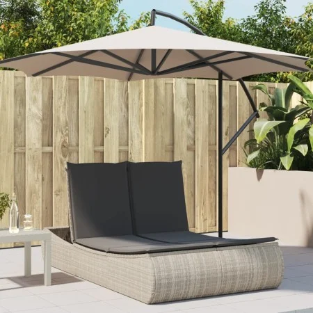 Doppel-Liegestuhl mit hellgrauen synthetischen Rattan-Kissen. von , Liegen - Ref: Foro24-368095, Preis: 315,41 €, Rabatt: %