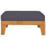 Reposapiés modular y cojín gris ocuro madera maciza de acacia de vidaXL, Sofás modulares de exterior - Ref: Foro24-312153, Pr...