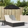 Tumbona doble con cojines y sombrilla ratán sintético negro by , Loungers - Ref: Foro24-368081, Price: 284,77 €, Discount: %