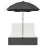 Tumbona doble con cojines y sombrilla ratán sintético negro by , Loungers - Ref: Foro24-368081, Price: 284,77 €, Discount: %
