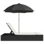 Tumbona doble con cojines y sombrilla ratán sintético negro by , Loungers - Ref: Foro24-368081, Price: 284,77 €, Discount: %