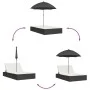 Tumbona doble con cojines y sombrilla ratán sintético negro by , Loungers - Ref: Foro24-368081, Price: 284,77 €, Discount: %