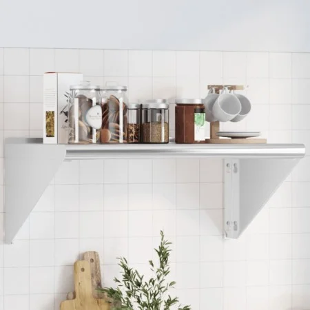 Estante de pared de acero inoxidable plateado 75x45x31 cm de , Estantes y estanterías - Ref: Foro24-30274, Precio: 56,76 €, D...