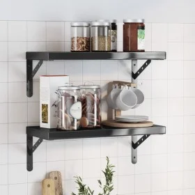 Estantes de pared 2 uds acero inoxidable negro 50x23,5x3 cm de , Estantes y estanterías - Ref: Foro24-30295, Precio: 34,36 €,...