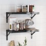 Estantes de pared 2 uds acero inoxidable negro 50x23,5x3 cm de , Estantes y estanterías - Ref: Foro24-30295, Precio: 34,96 €,...
