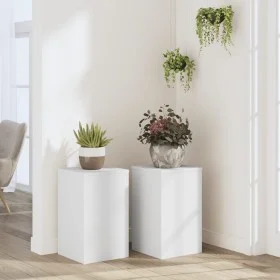 Soportes de plantas 2 uds madera ingeniería blanco 30x30x50 cm de , Soportes para macetas - Ref: Foro24-852915, Precio: 60,04...