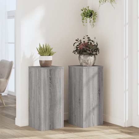 Soportes de plantas 2 uds madera gris Sonoma 30x30x70 cm de , Soportes para macetas - Ref: Foro24-852929, Precio: 63,40 €, De...