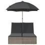 Tumbona doble con cojines y sombrilla ratán sintético gris de , Tumbonas - Ref: Foro24-368083, Precio: 290,82 €, Descuento: %