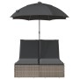 Tumbona doble con cojines y sombrilla ratán sintético gris de , Tumbonas - Ref: Foro24-368083, Precio: 264,80 €, Descuento: %