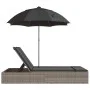Tumbona doble con cojines y sombrilla ratán sintético gris de , Tumbonas - Ref: Foro24-368083, Precio: 290,82 €, Descuento: %