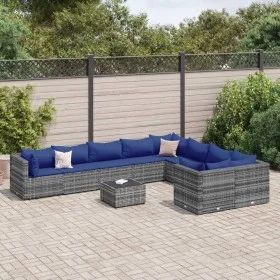 Set de sofás de jardín y cojines 10 pzas ratán sintético gris de , Conjuntos de jardín - Ref: Foro24-3308327, Precio: 611,20 ...