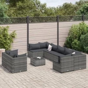 Set de sofás de jardín y cojines 10 pzas ratán sintético gris de , Conjuntos de jardín - Ref: Foro24-3308306, Precio: 715,98 ...