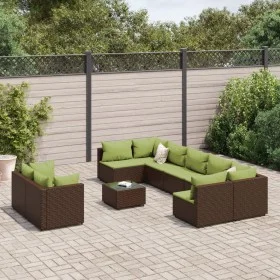Set de sofás de jardín 10 pzas y cojines ratán sintético marrón by , Garden sets - Ref: Foro24-3308310, Price: 752,00 €, Disc...