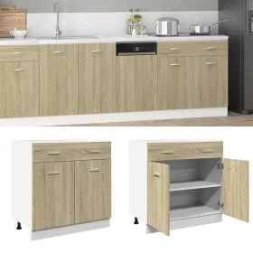 Armario inferior cajón contrachapado color roble 80x46x81,5cm de , Armarios de cocina - Ref: Foro24-849615, Precio: 91,92 €, ...
