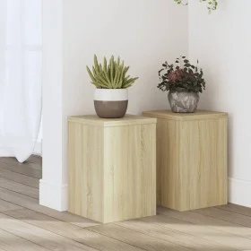 Soportes de plantas 2 uds madera roble Sonoma 20x20x30 cm de , Soportes para macetas - Ref: Foro24-852899, Precio: 33,12 €, D...