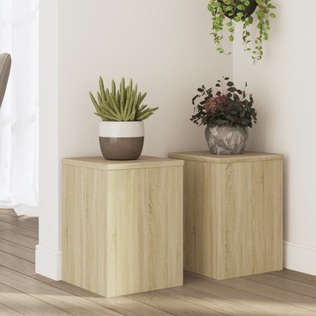 Soportes de plantas 2 uds madera roble Sonoma 25x25x35 cm de , Soportes para macetas - Ref: Foro24-852908, Precio: 32,39 €, D...
