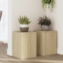 Soportes de plantas 2 uds madera roble Sonoma 25x25x35 cm de , Soportes para macetas - Ref: Foro24-852908, Precio: 32,39 €, D...