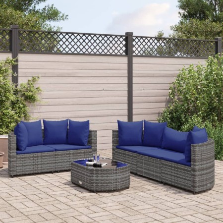 Set de muebles de jardín 6 pzas y cojines ratán sintético gris de , Conjuntos de jardín - Ref: Foro24-3308423, Precio: 402,23...