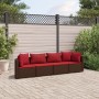 Set de sofás de jardín 4 pzas y cojines ratán sintético marrón de , Conjuntos de jardín - Ref: Foro24-3308461, Precio: 276,10...