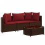 Set de sofás de jardín 4 pzas y cojines ratán sintético marrón de , Conjuntos de jardín - Ref: Foro24-3308365, Precio: 257,80...