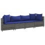 Set de sofás de jardín 4 pzas y cojines ratán sintético gris de , Conjuntos de jardín - Ref: Foro24-3308463, Precio: 268,29 €...