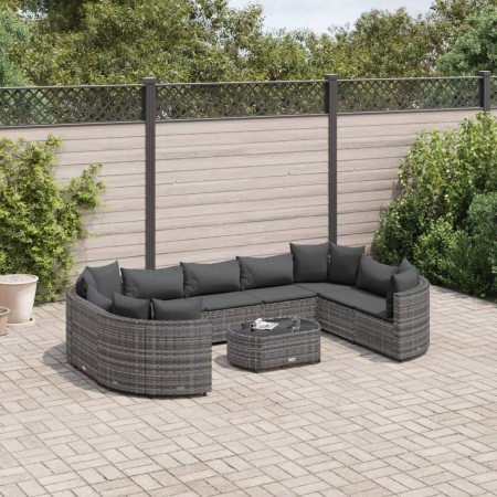 Set de sofás de jardín y cojines 10 pzas ratán sintético gris de , Conjuntos de jardín - Ref: Foro24-3308402, Precio: 635,13 ...