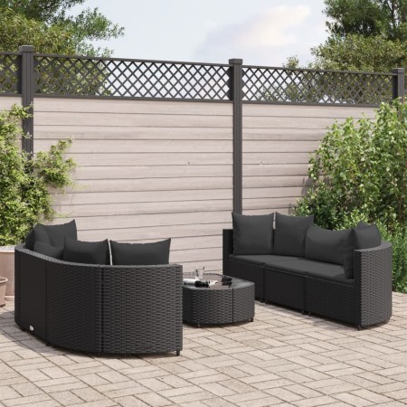 Set de sofás de jardín 7 pzas con cojines ratán sintético negro de , Conjuntos de jardín - Ref: Foro24-3308435, Precio: 527,9...